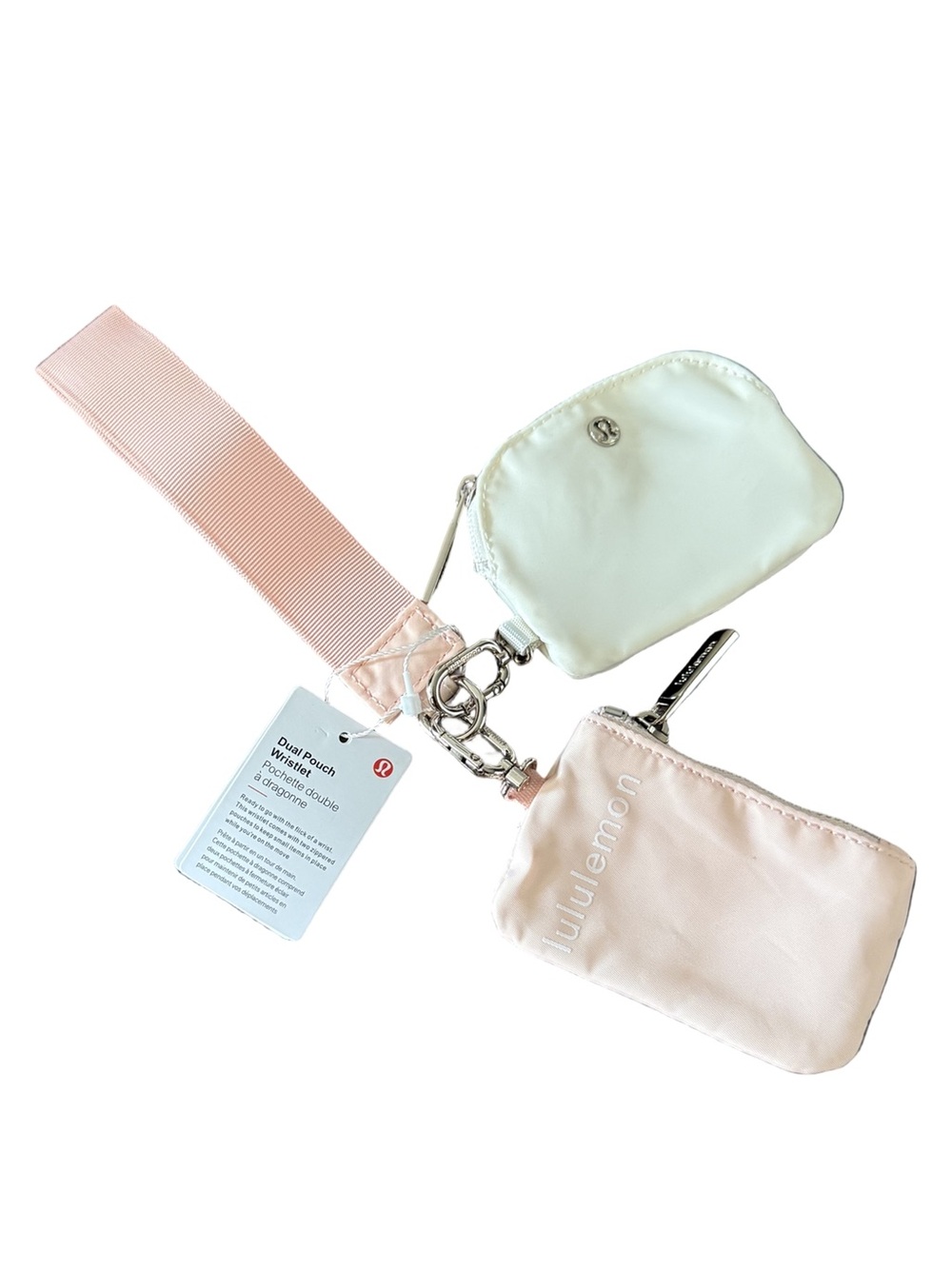 Lululemon Dual Pouch Wristlet in Pink and Ivory - NEW WITH TAGS